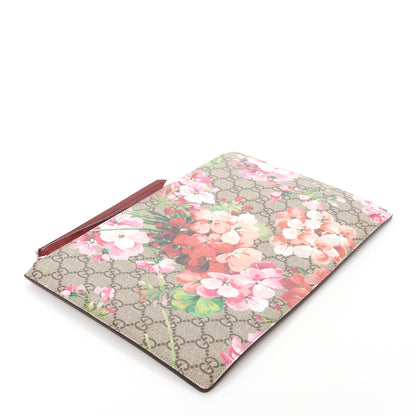 Gucci GG Supreme Monogram Blooms Suede Large Zip Pouch Beige Multicolor Dry Rose 4 of 7
