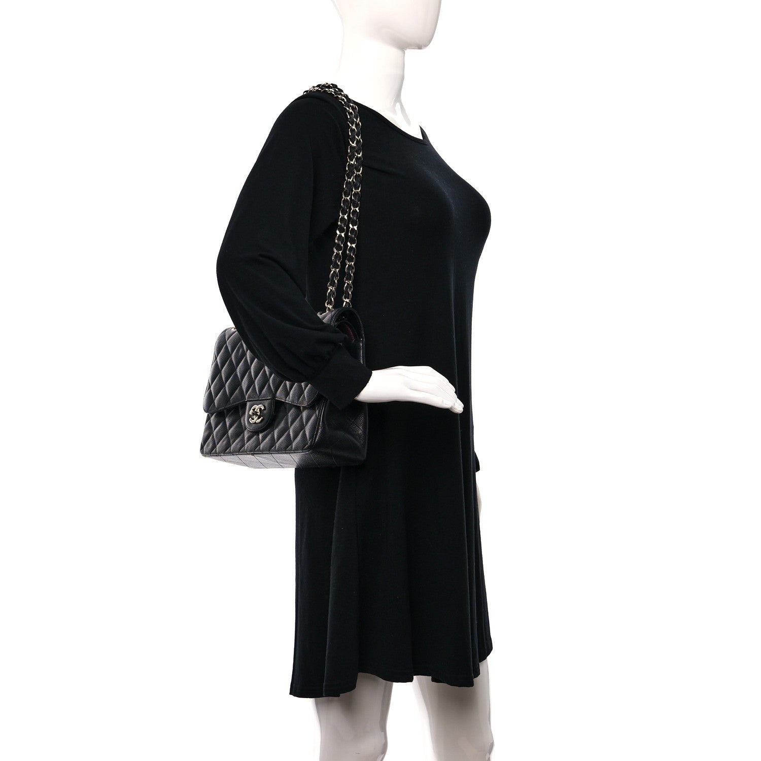 Chanel Caviar Quilted Jumbo Double Flap Black 2 of 9