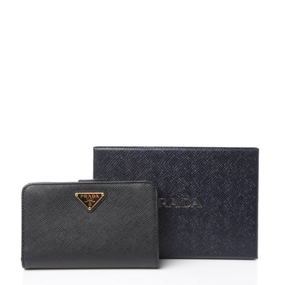 Prada Saffiano Compact Triangle Wallet Black 7 of 7