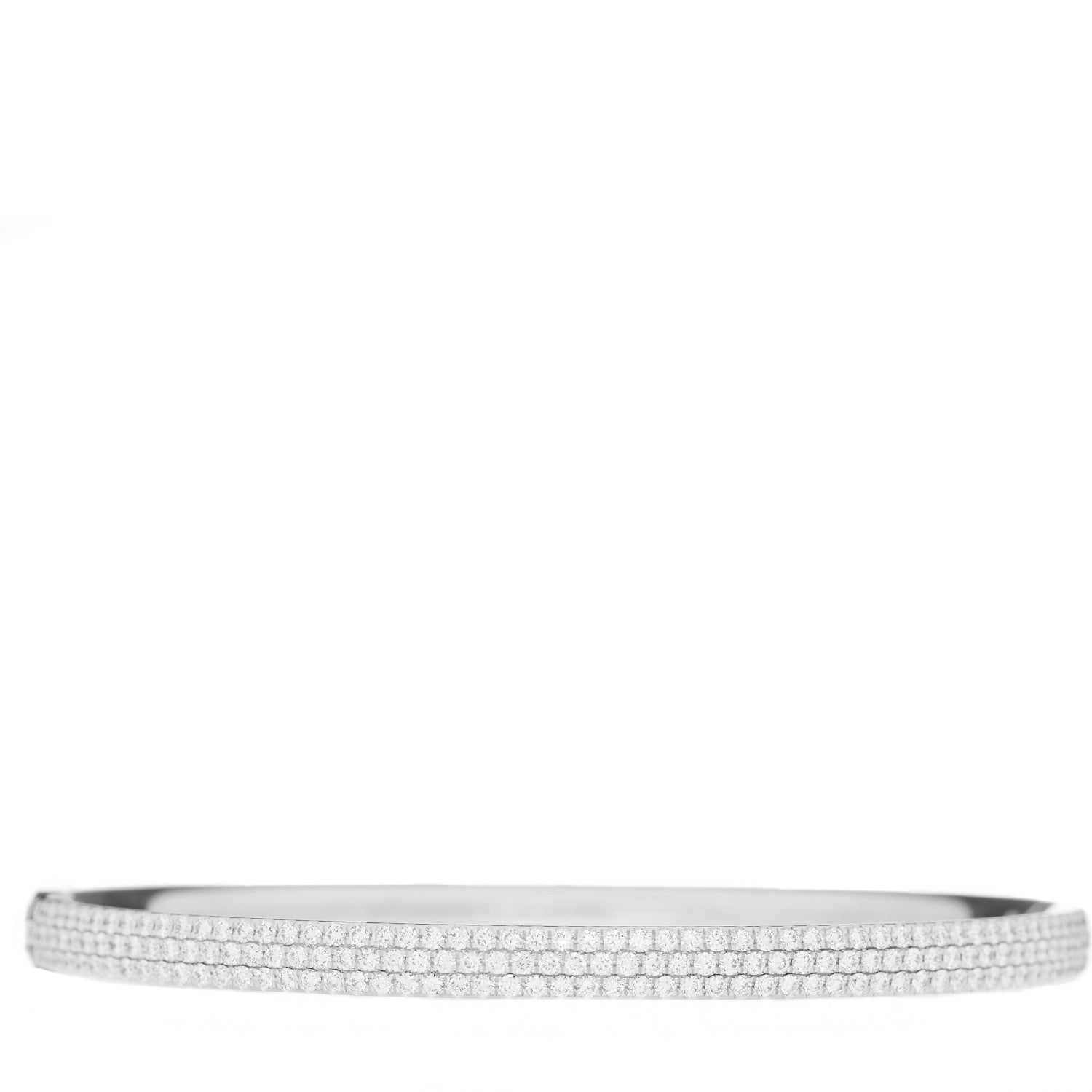 Tiffany 18K White Gold Diamond Metro Three-row Hinged Bangle Bracelet 1 of 5