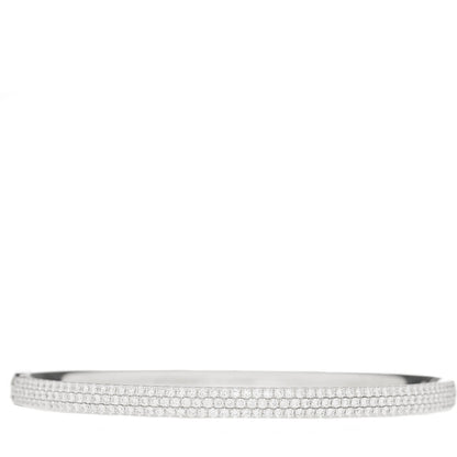 Tiffany 18K White Gold Diamond Metro Three-row Hinged Bangle Bracelet 1 of 5