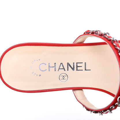 Chanel Calfskin Chain CC Sandals 35 Red 6 of 7