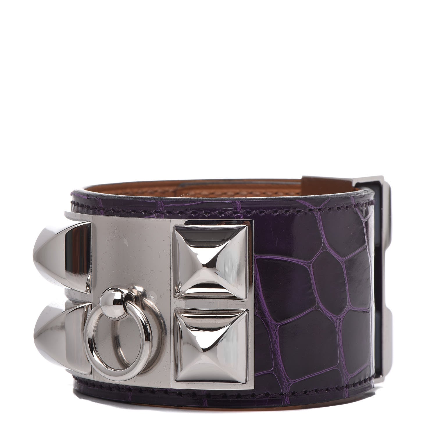 Hermes Shiny Alligator Collier De Chien CDC Bracelet T2 Amethyst 1 of 7