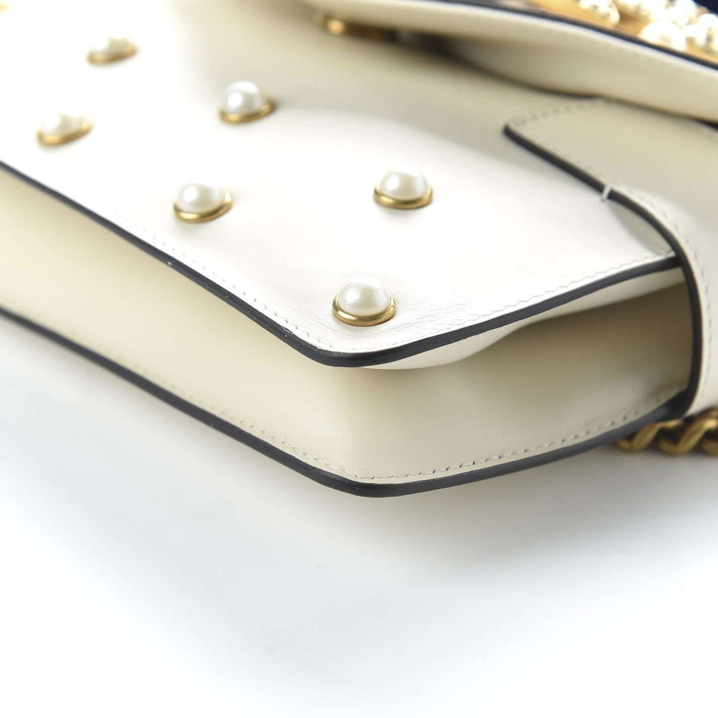 Nappa Pearl Studded Mini Queen Margaret Broadway Shoulder Bag Mystic White