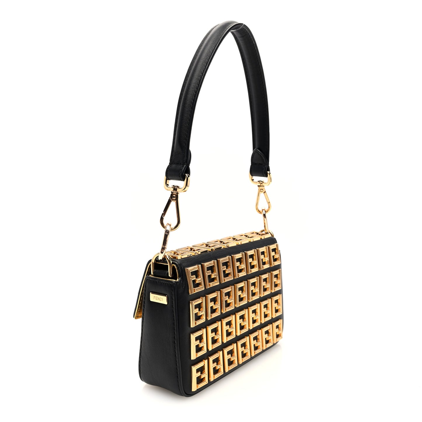 X VERSACE Calfskin Fendace FF Baguette Black