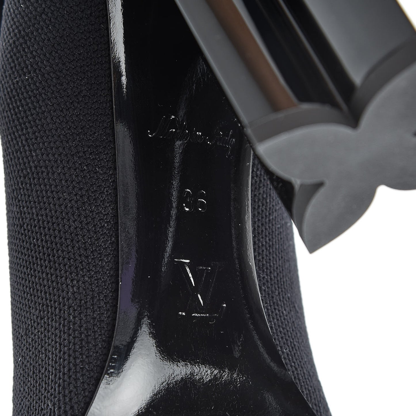 Stretch Fabric LV Black Heart Sock Ankle Boots 36 Black