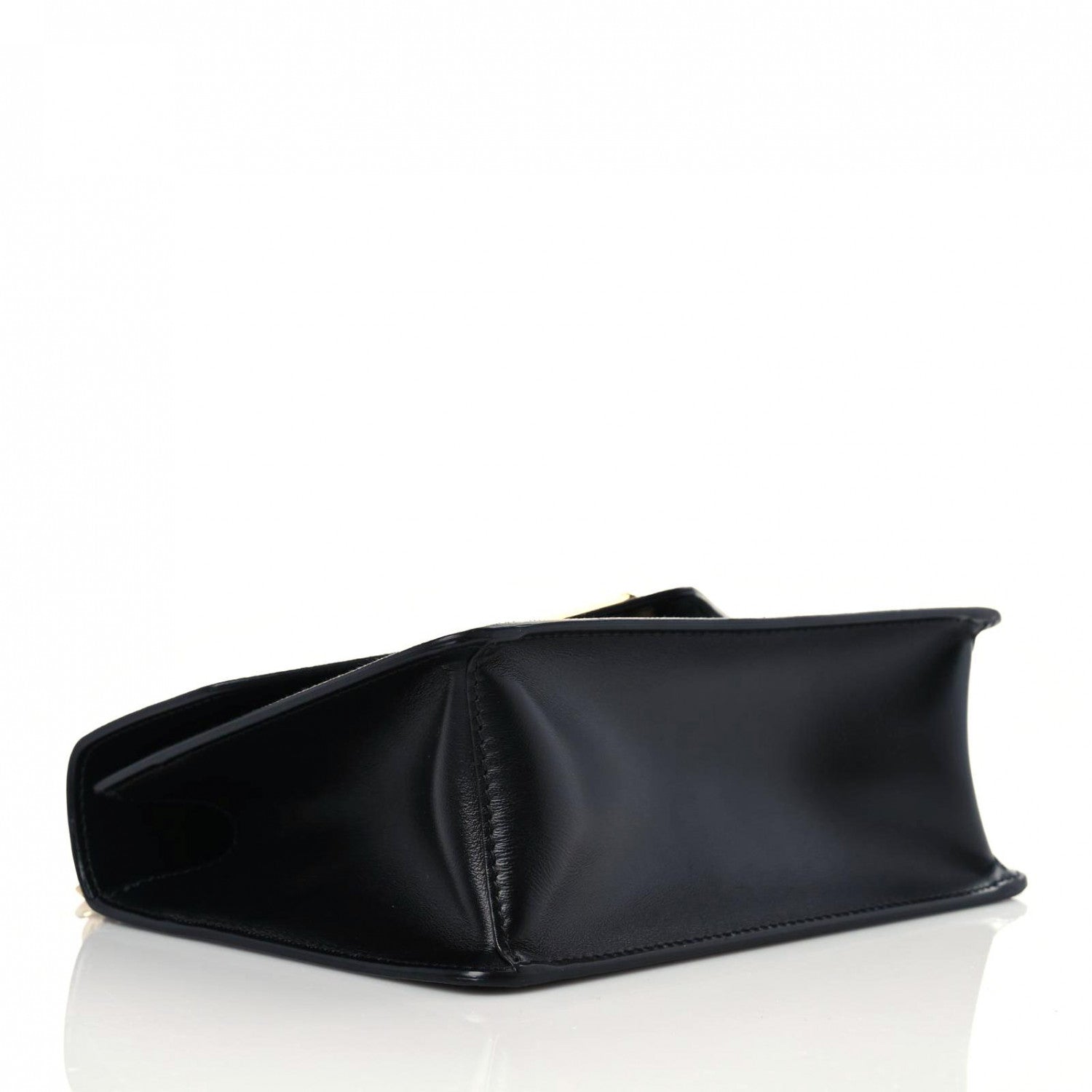 Prada Saffiano Soft Calfskin Metal Triangle Logo Envelope Chain Shoulder Bag Black 4 of 10