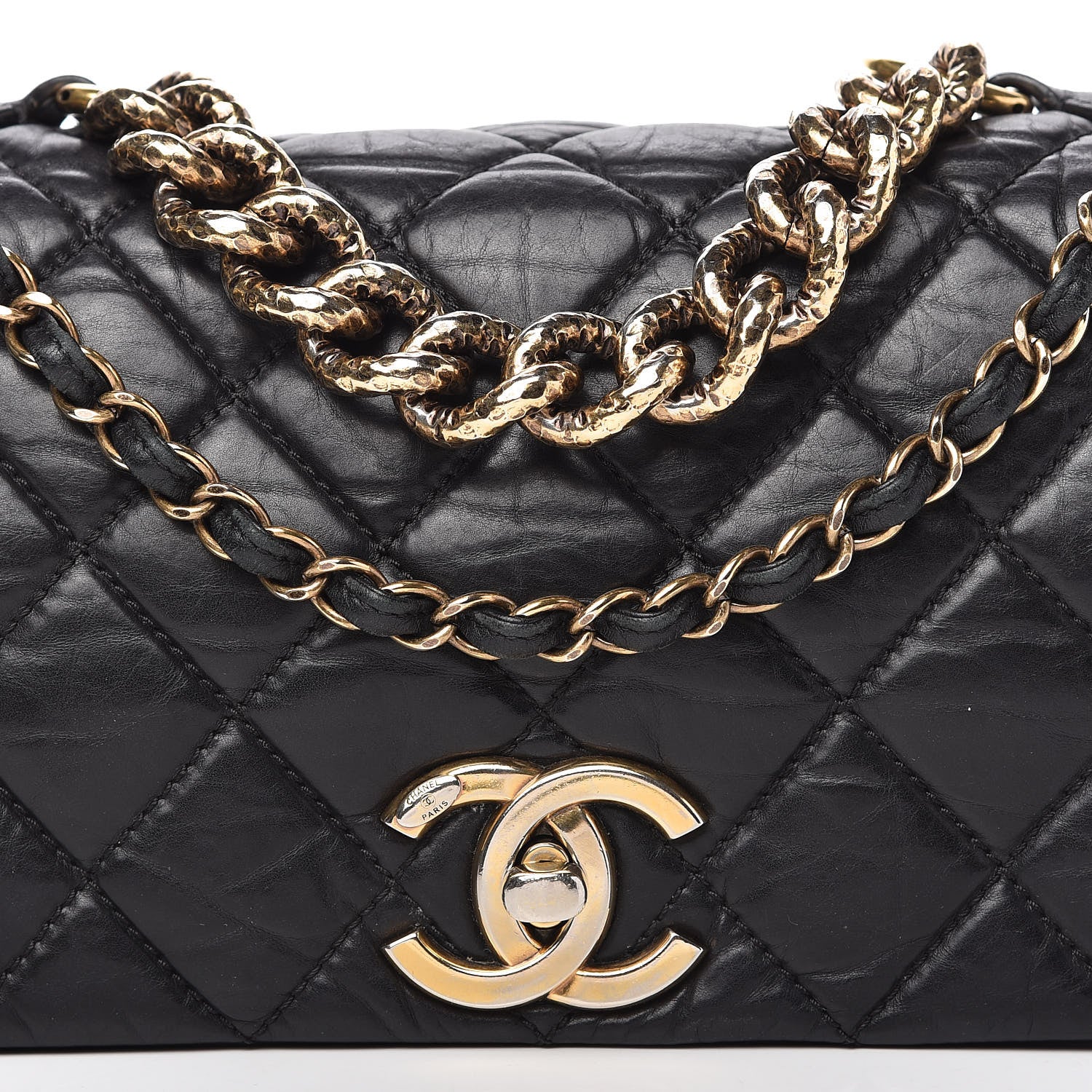 Chanel Aged Calfskin Quilted Medium Pondichery Flap Black 10 of 10
