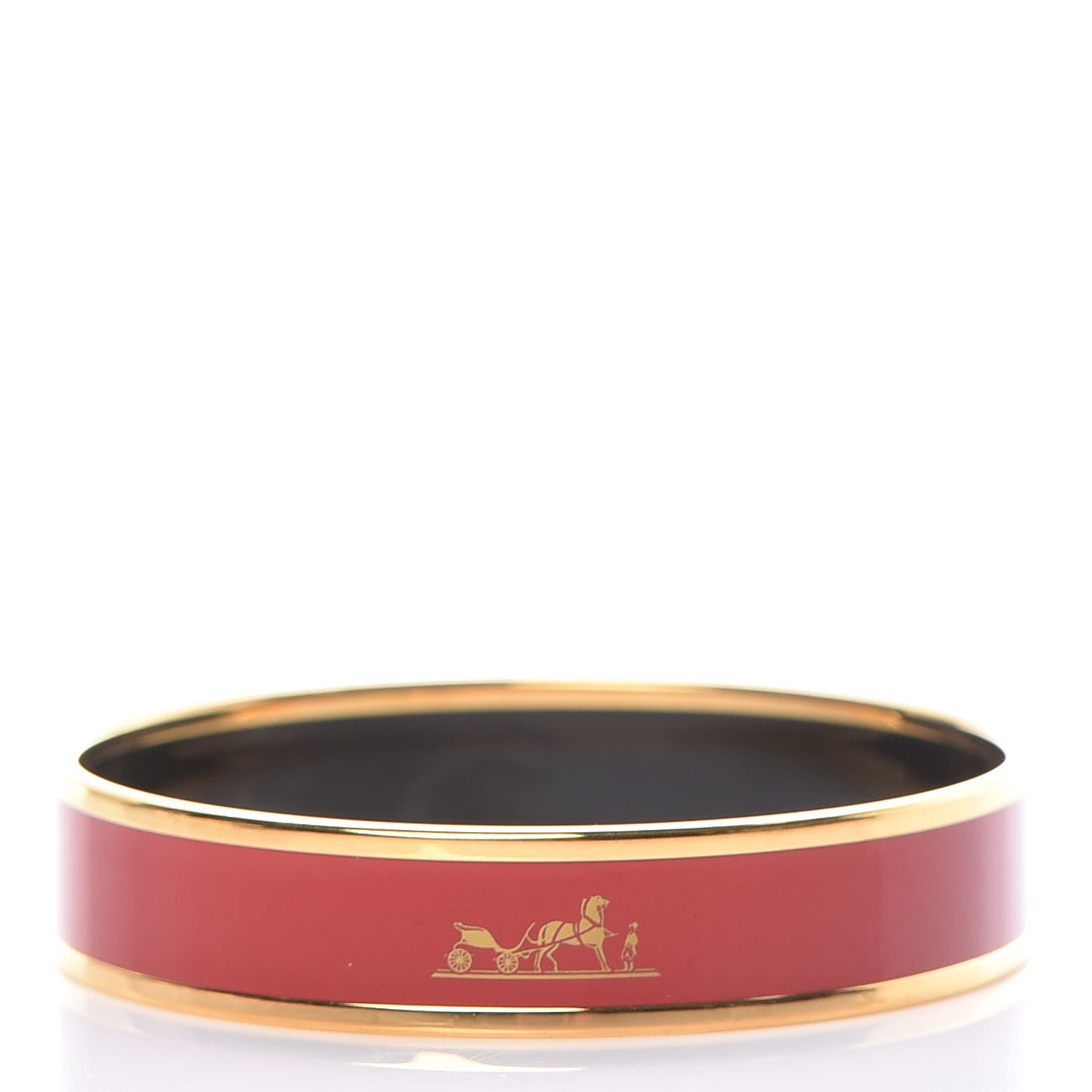 Hermes Enamel Printed Wide Caleche Bracelet 65 Rouge H 3 of 6