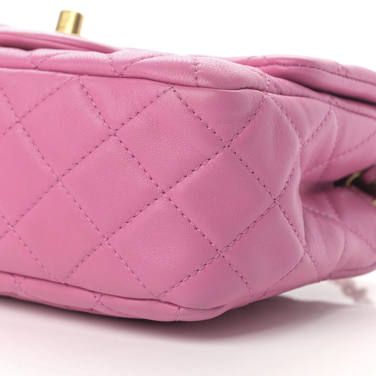 Lambskin Quilted Mini Pearl Crush Flap Pink