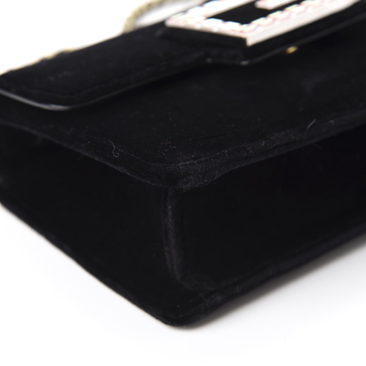 Velvet Crystal Square G Shoulder Bag Black