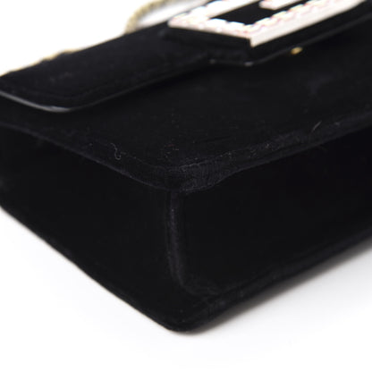 Gucci Velvet Crystal Square G Shoulder Bag Black 6 of 10