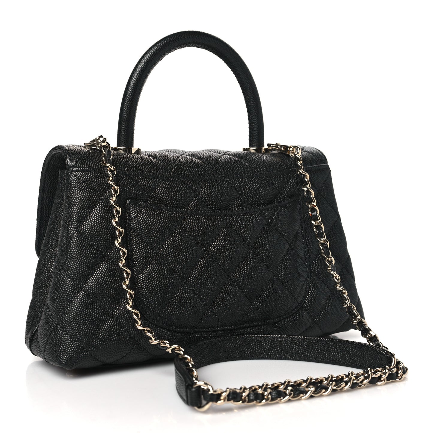 Caviar Quilted Mini Coco Handle Flap Black