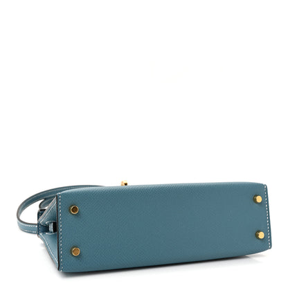Hermes Epsom Mini Kelly Sellier 20 New Blue Jean 4 of 10
