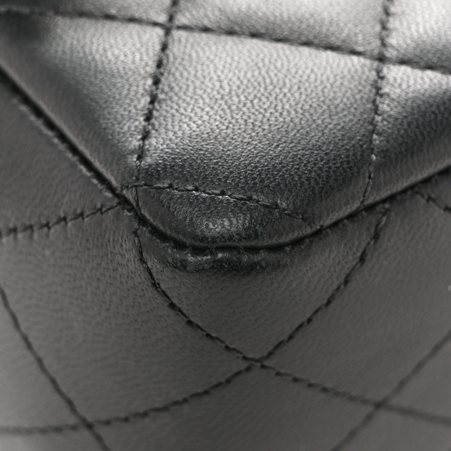 Lambskin Quilted Mini Rectangular Flap Black White