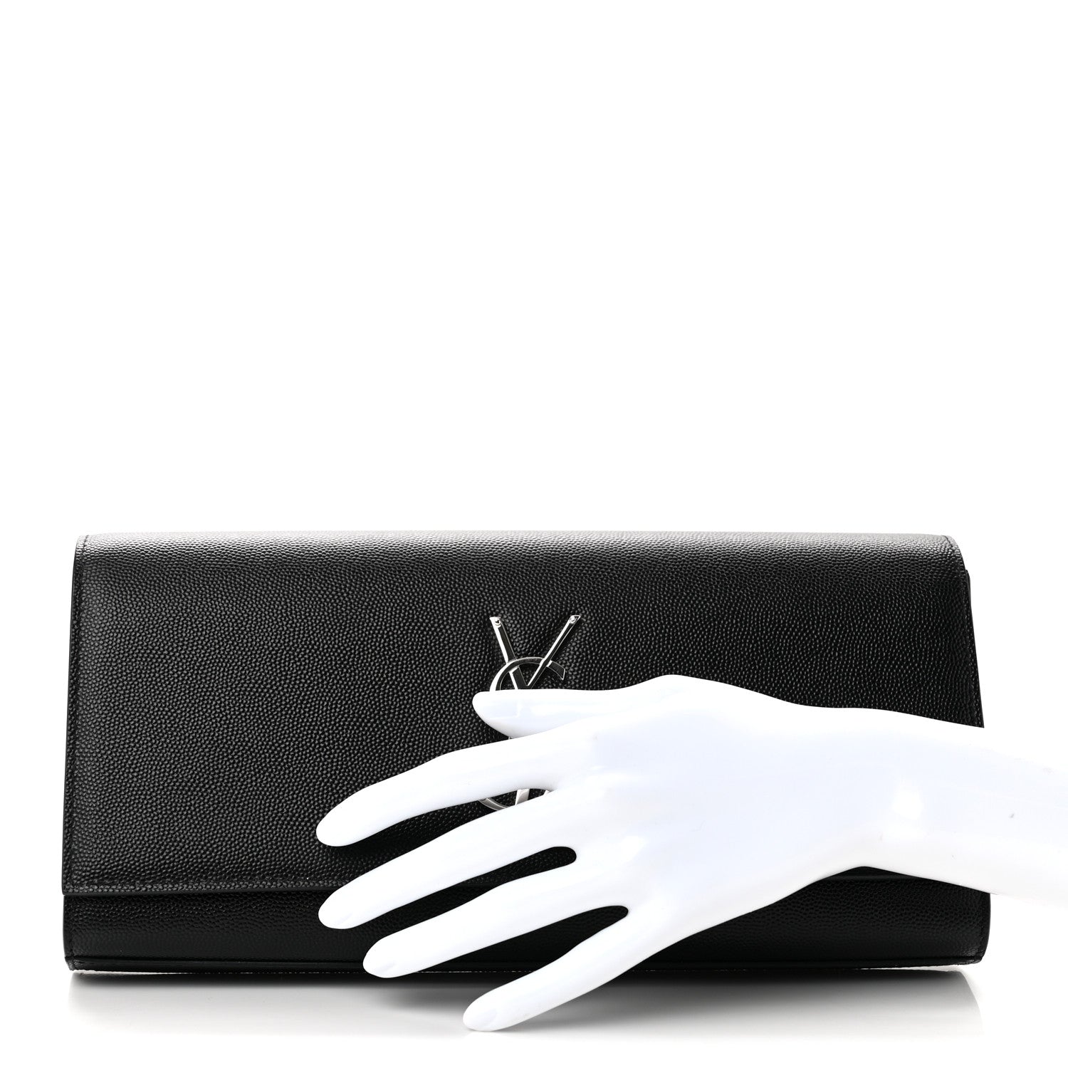 Saint Laurent Grain De Poudre Monogram Cassandre Clutch Black 2 of 11