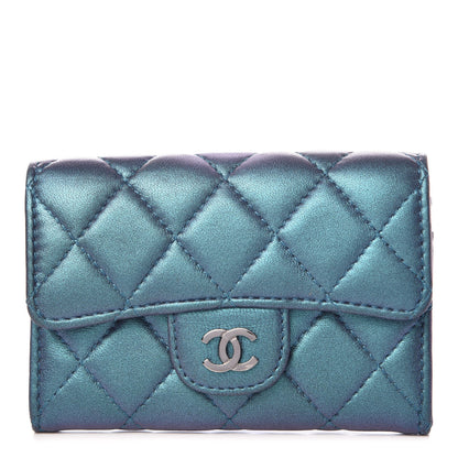 Chanel Iridescent Lambskin Quilted Card Holder Blue 1 of 9