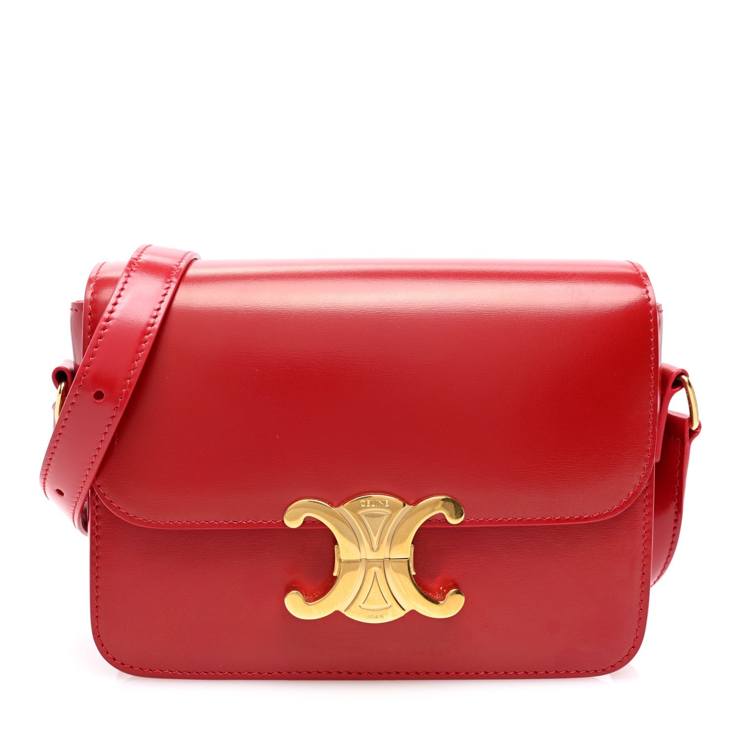 Celine Shiny Calfskin Teen Triomphe Red 1 of 10