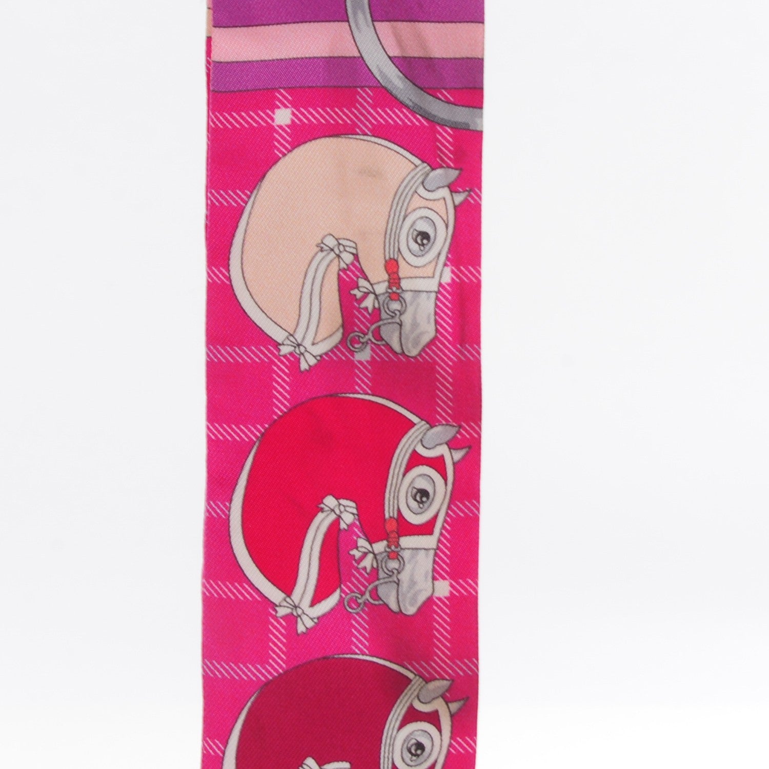 Hermes Silk Tatersale Twilly Fuchsia Rouge Vif Corail 8 of 10