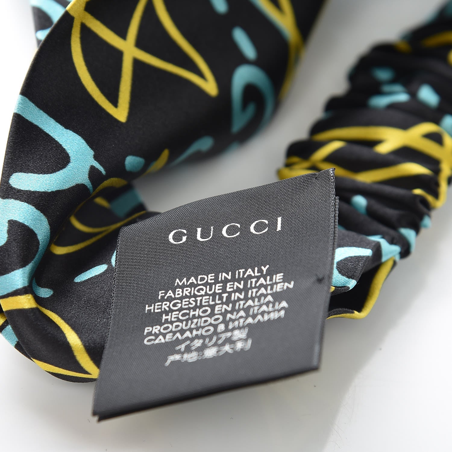 Gucci Silk GucciGhost Stars Print Duchesse Headband Black Sky Blue 5 of 6