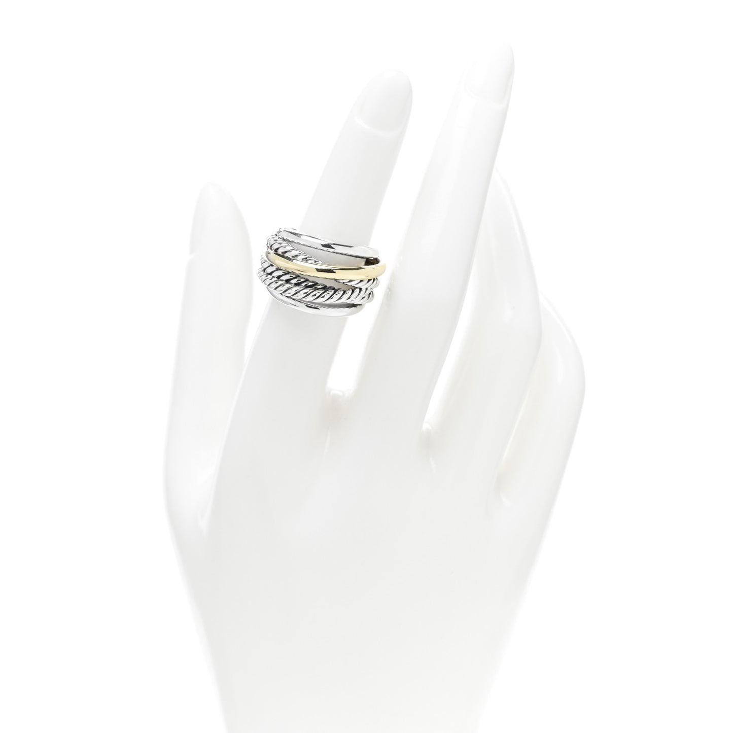 Sterling Silver 14K Yellow Gold Narrow Crossover Ring 52 6