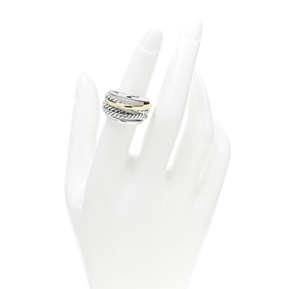 David Yurman Sterling Silver 14K Yellow Gold Narrow Crossover Ring 52 6 2 of 4