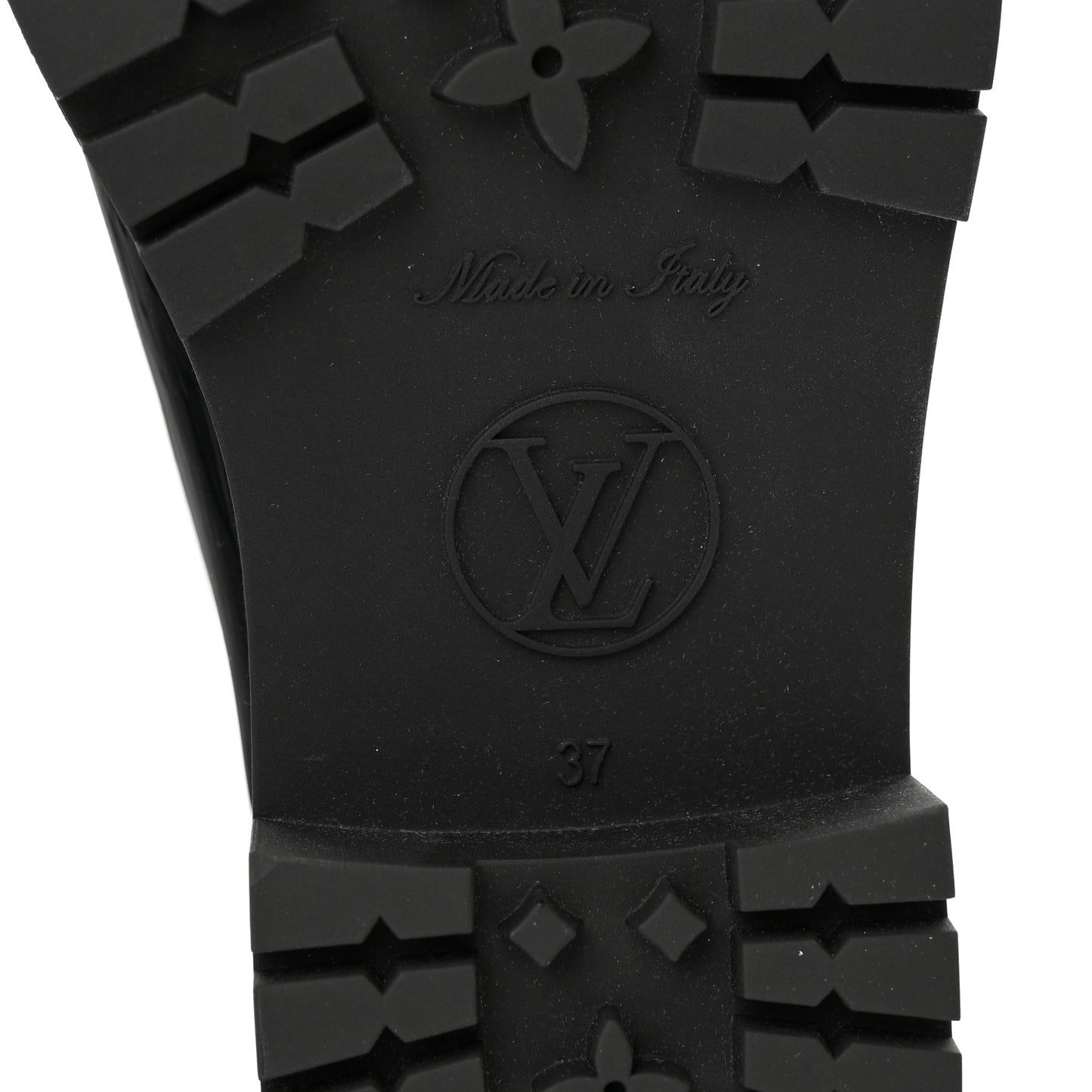 Rubber Embossed Monogram Drops Flat Half Boots 37 Black
