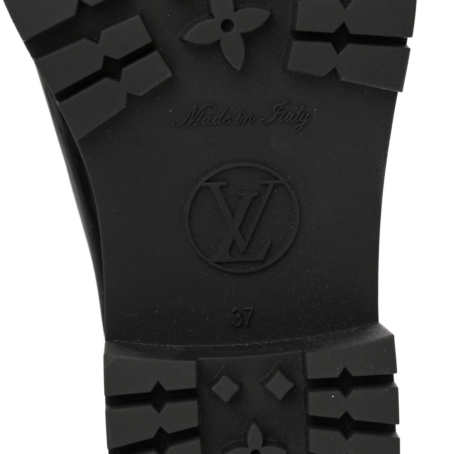 Louis Vuitton Rubber Embossed Monogram Drops Flat Half Boots 37 Black 6 of 12