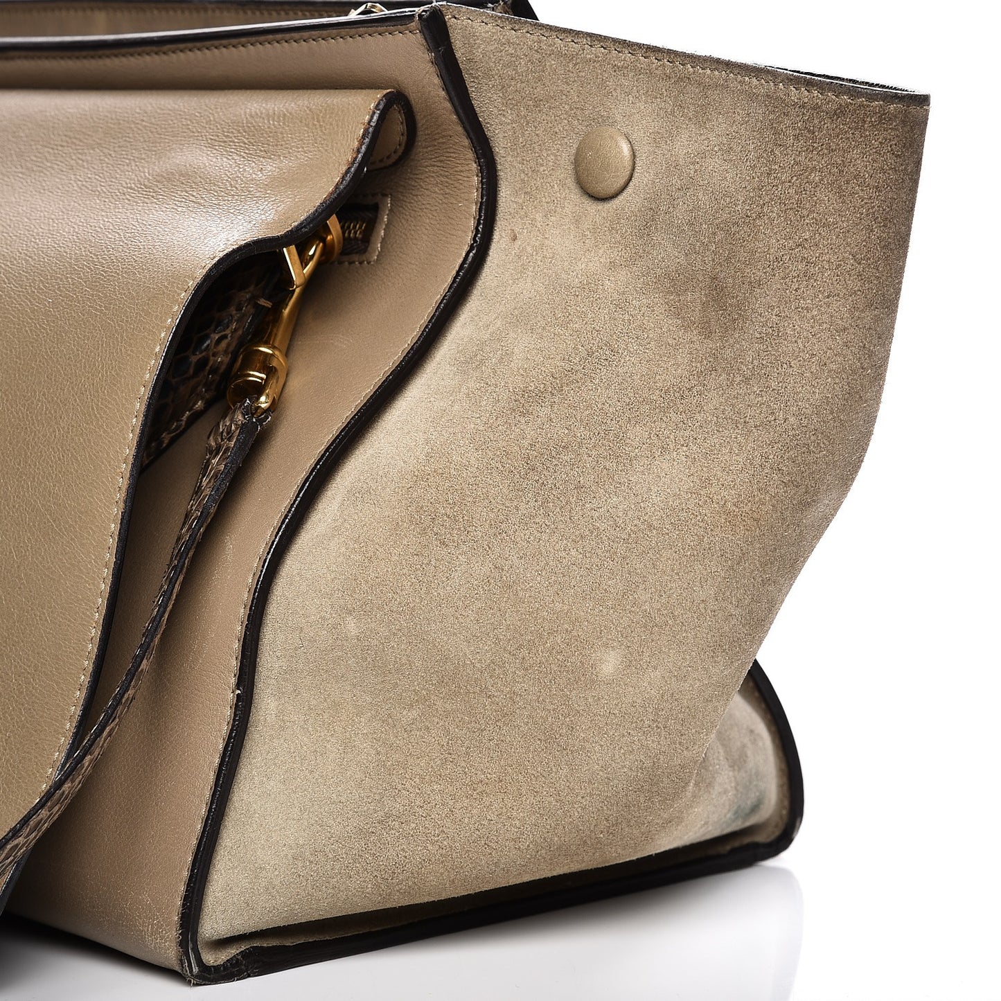 Calfskin Suede Whipsnake Medium Trapeze Black Dune