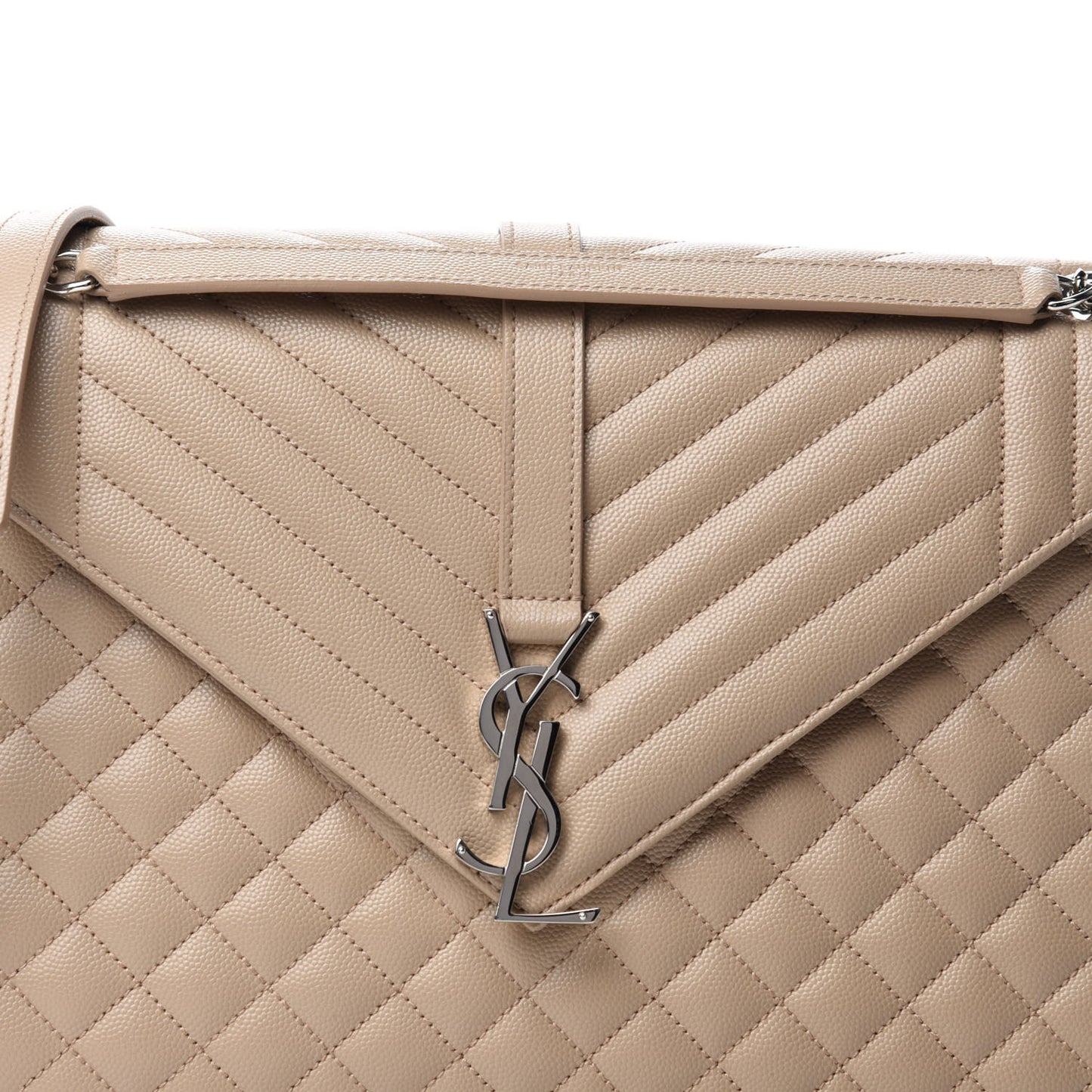 Grain De Poudre Large Tri-Quilt Monogram Satchel Dark Beige