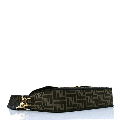 Fendi Fabric Jacquard FF 1974 Medium Baguette Tobacco Moro Black 3 of 5