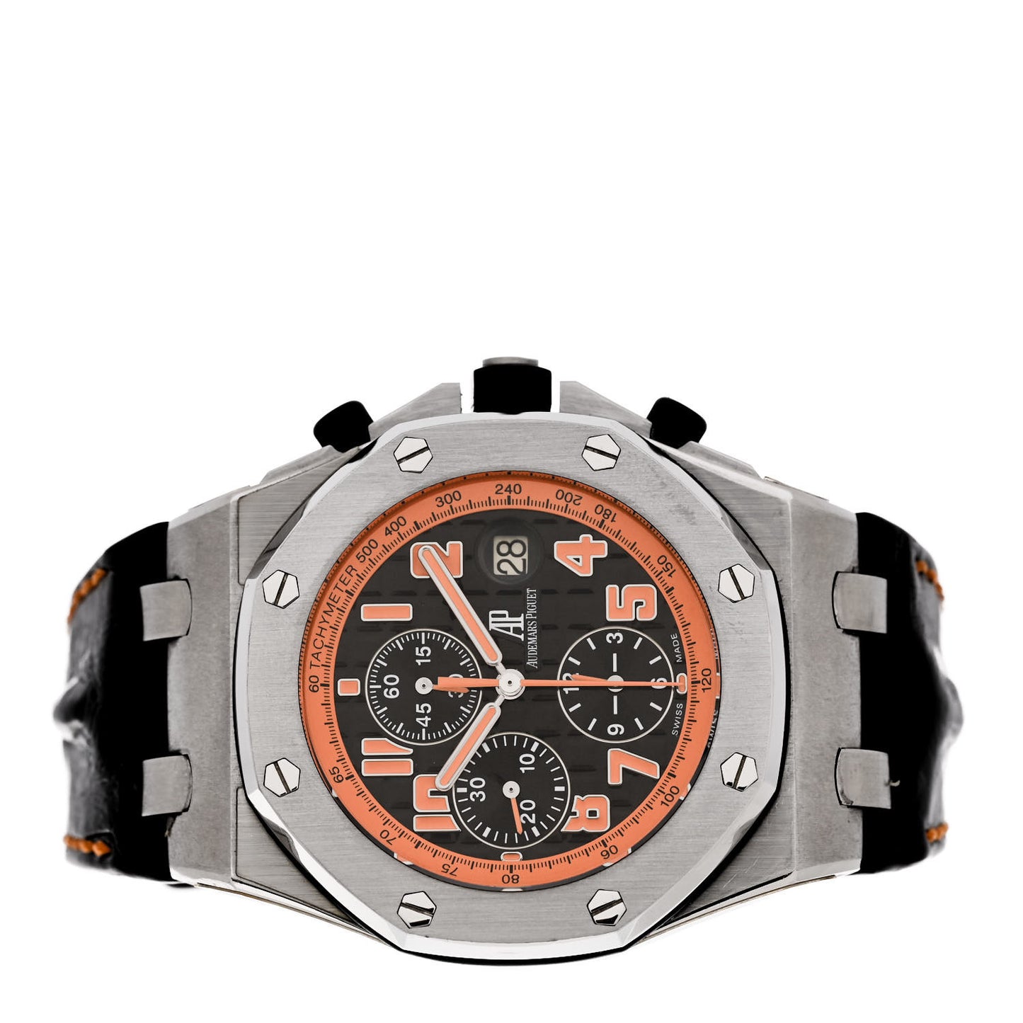 Stainless Steel Alligator 42mm Royal Oak Offshore Chronograph Automatic Watch Orange 26170ST.OO.D101CR.01