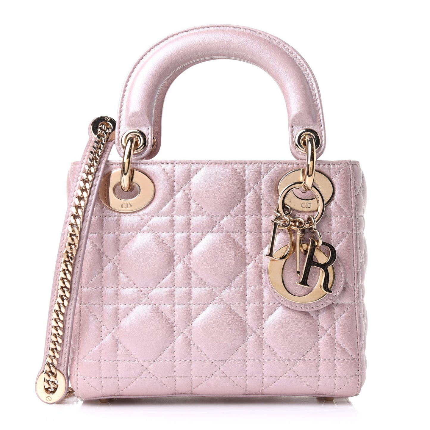 Metallic Lambskin Cannage Mini Lady Dior Lotus