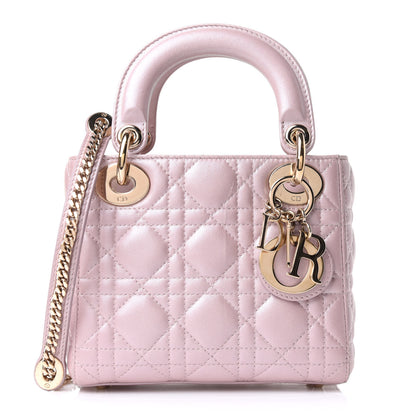 Christian Dior Metallic Lambskin Cannage Mini Lady Dior Lotus 1 of 12