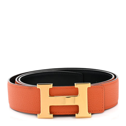 Hermes Swift Togo Constance H Belt 90 Black Orange 1 of 6