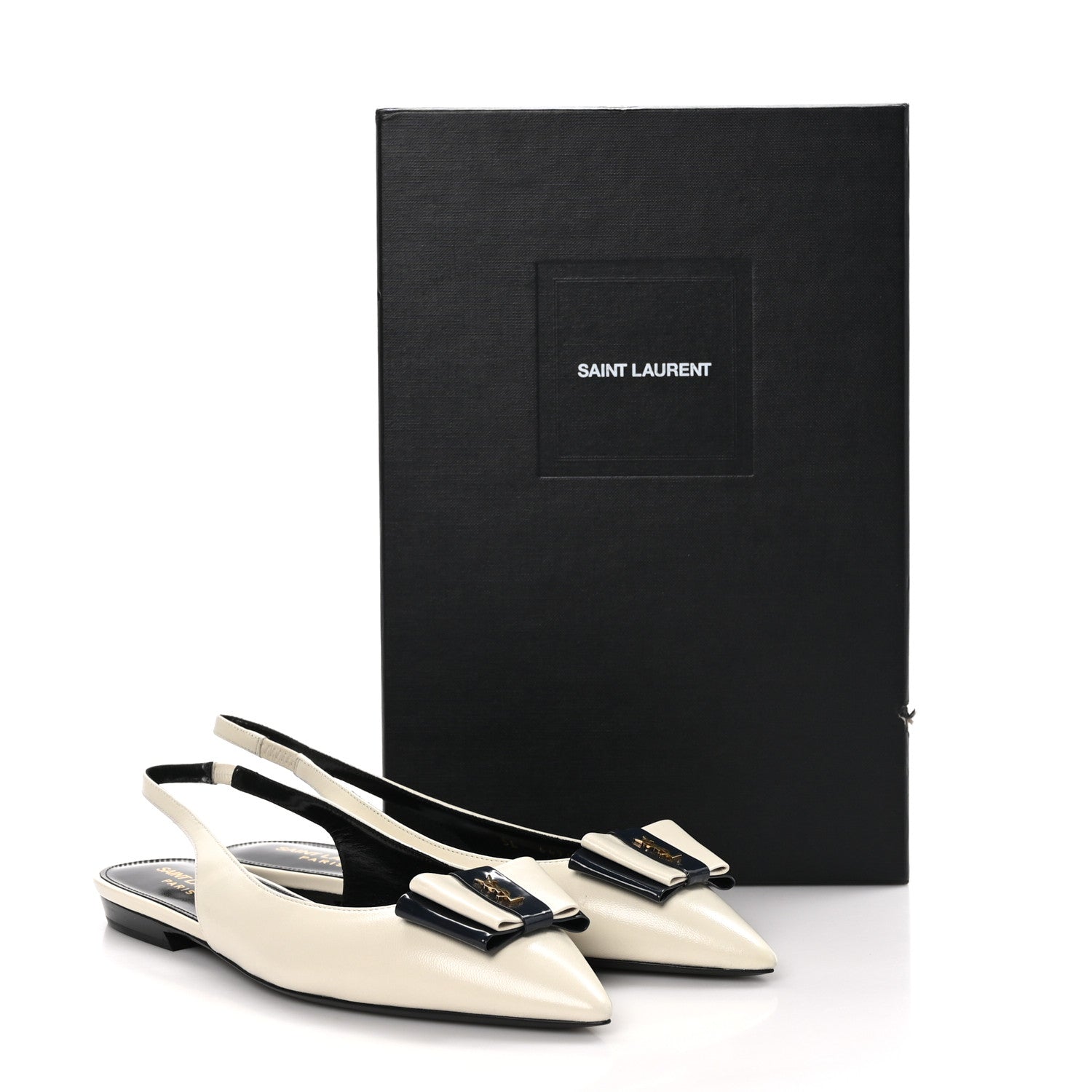 Saint Laurent Belfagor Anais Slingback Flats 36.5 Navy Pearl 9 of 9