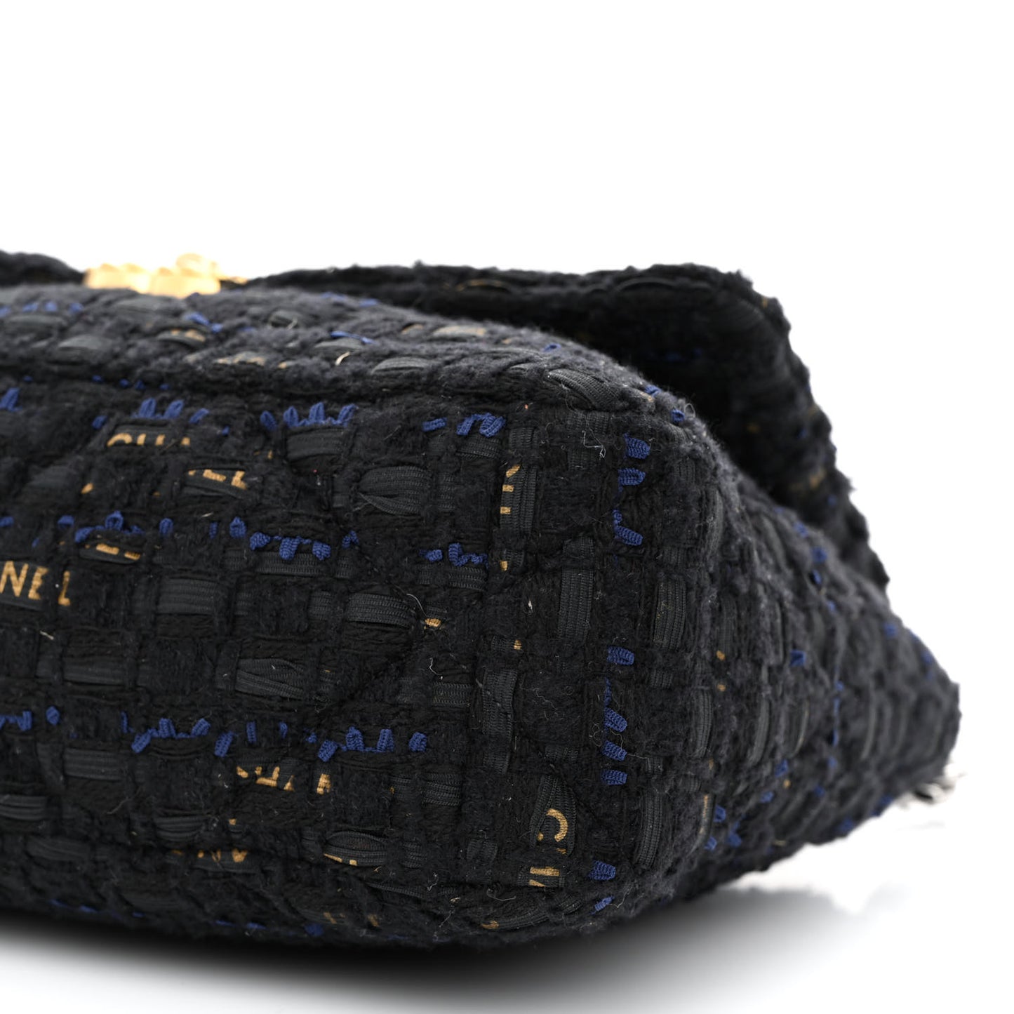 Tweed Quilted Large Chanel 19 Flap Black Navy Gold