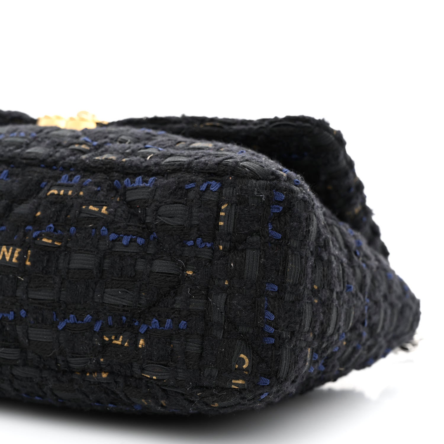 Chanel Tweed Quilted Large Chanel 19 Flap Black Navy Gold 10 of 10