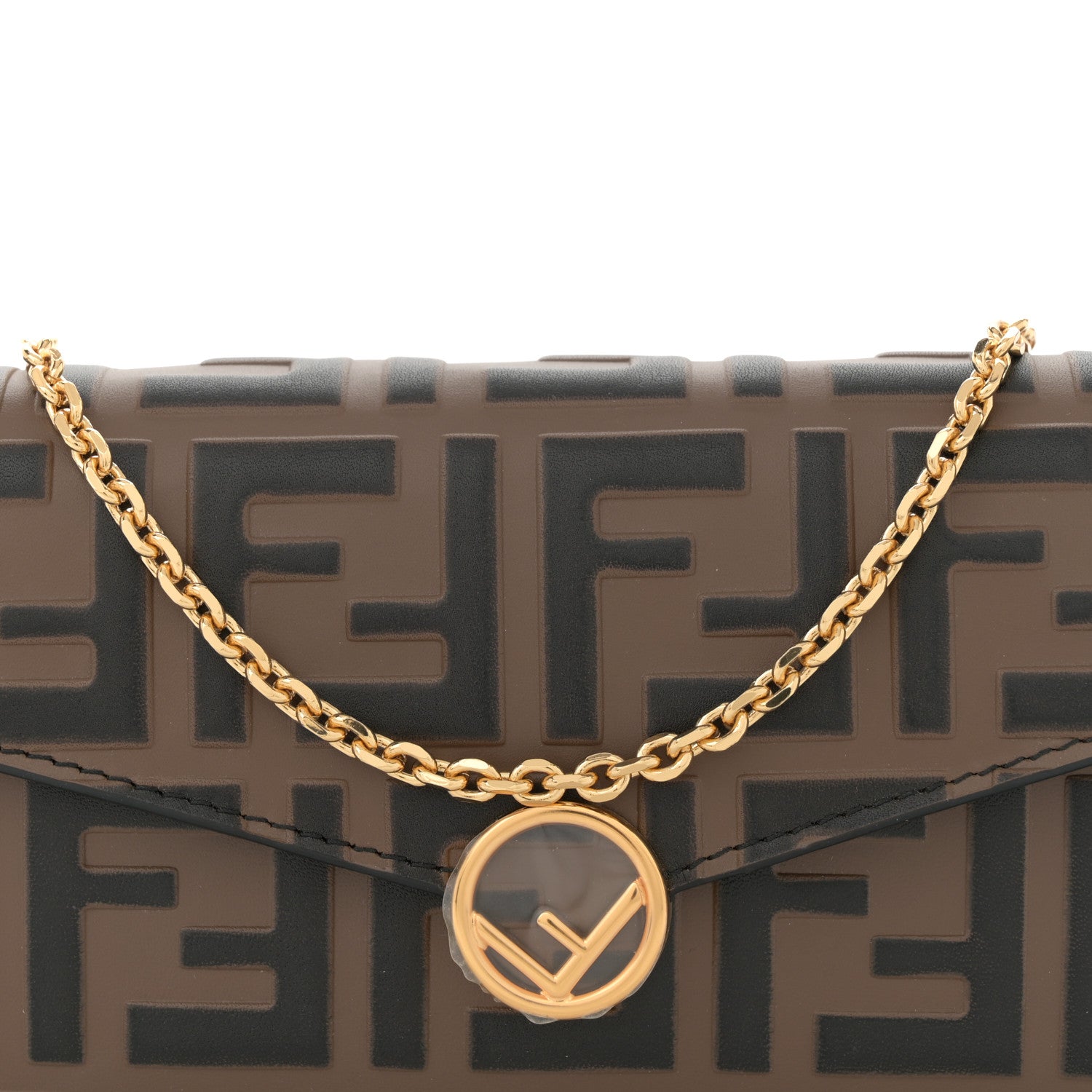 Fendi Vitello Soft F is Fendi Bi-Color FF 1974 Embossed Continental Envelope Wallet On Chain Maya Black 8 of 10