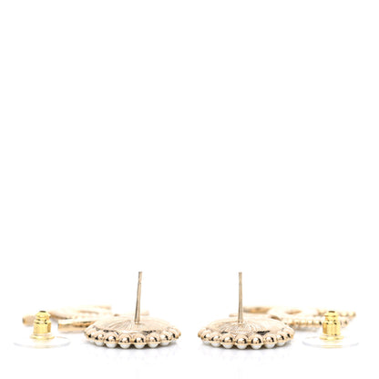 Chanel Crystal Pearl CC Drop Round Earrings Gold 3 of 5