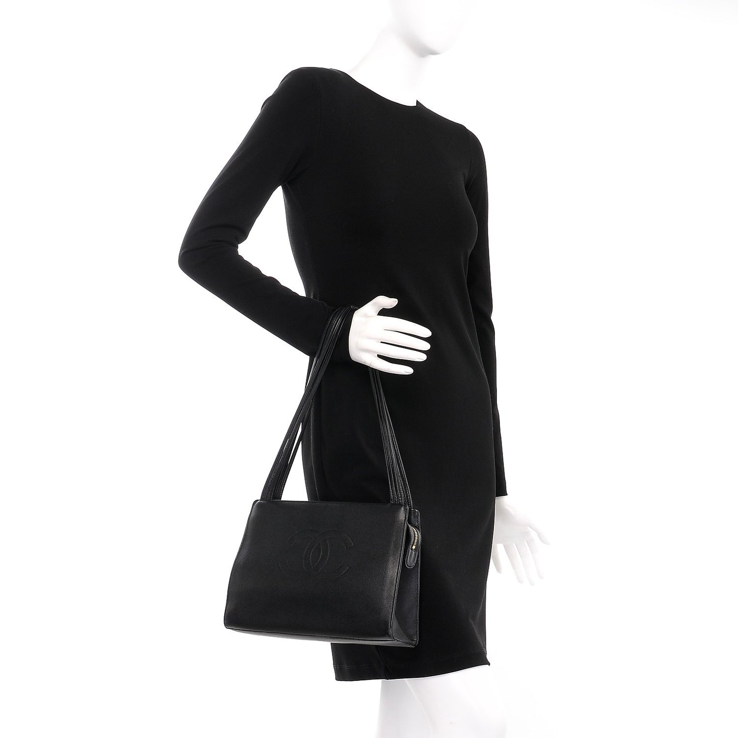 Caviar CC Shoulder Bag Black