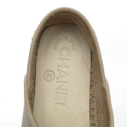 Chanel Grained Calfskin CC Espadrilles 35 Beige Black 5 of 8