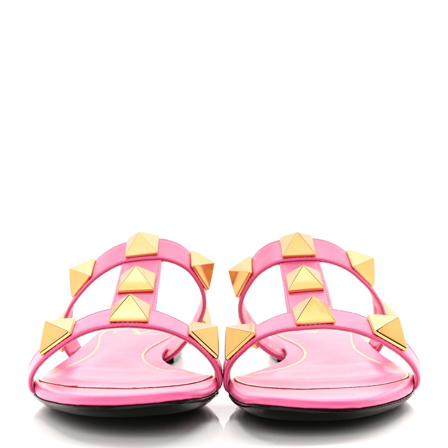 Calfskin Roman Stud Flat Slide Sandals 38 Feminine Pink