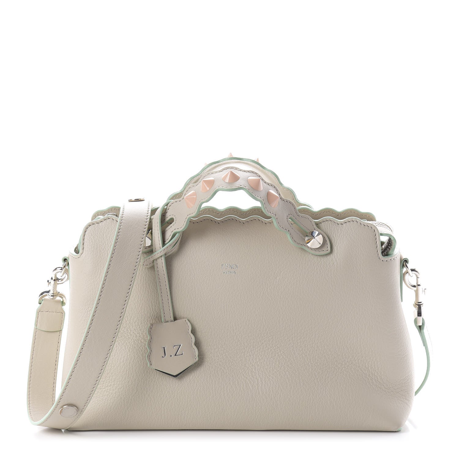 Fendi Vitello Dolce Scalloped Studded Medium By The Way Boston Bag Latte 1 of 11