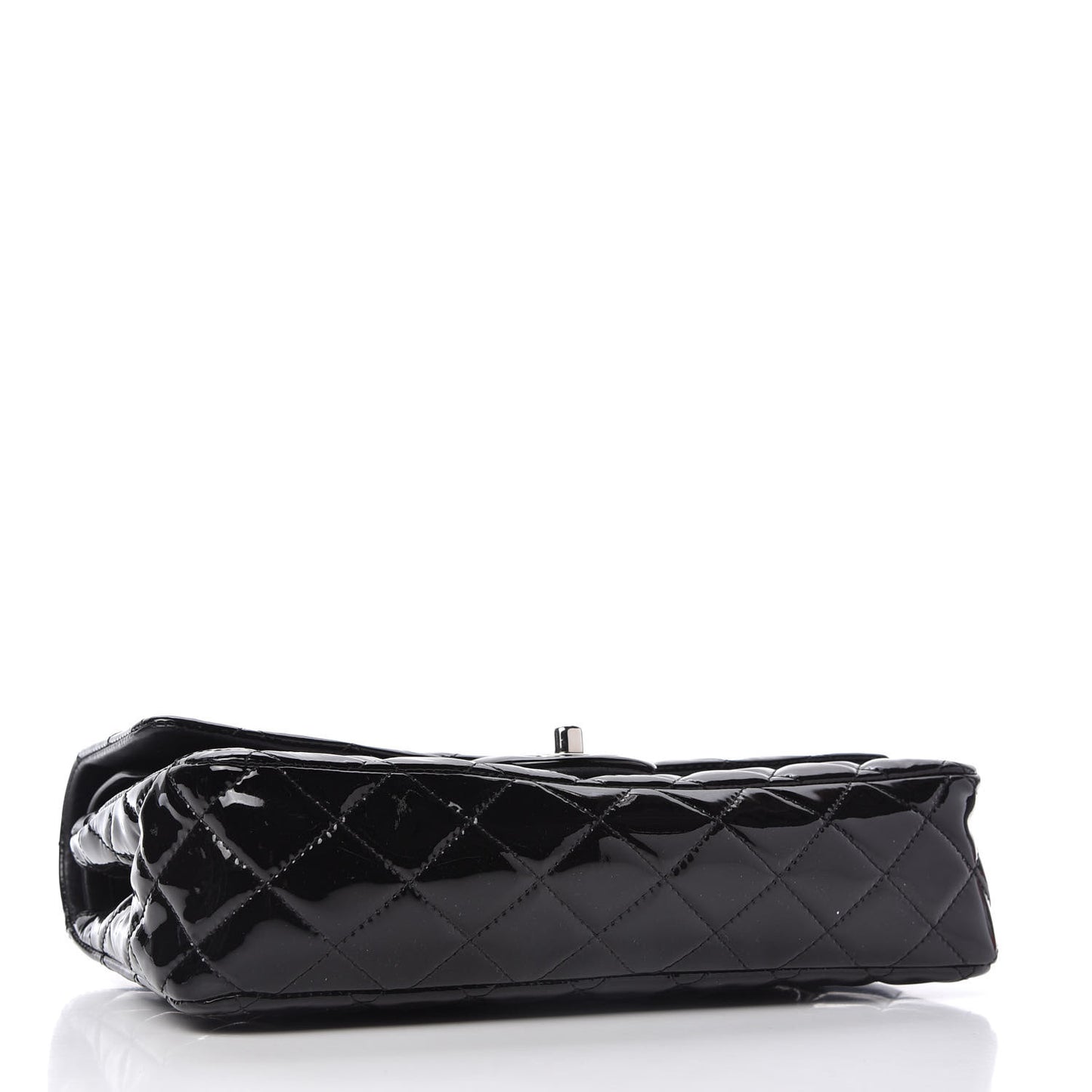 Patent Quilted Medium Double Flap Black