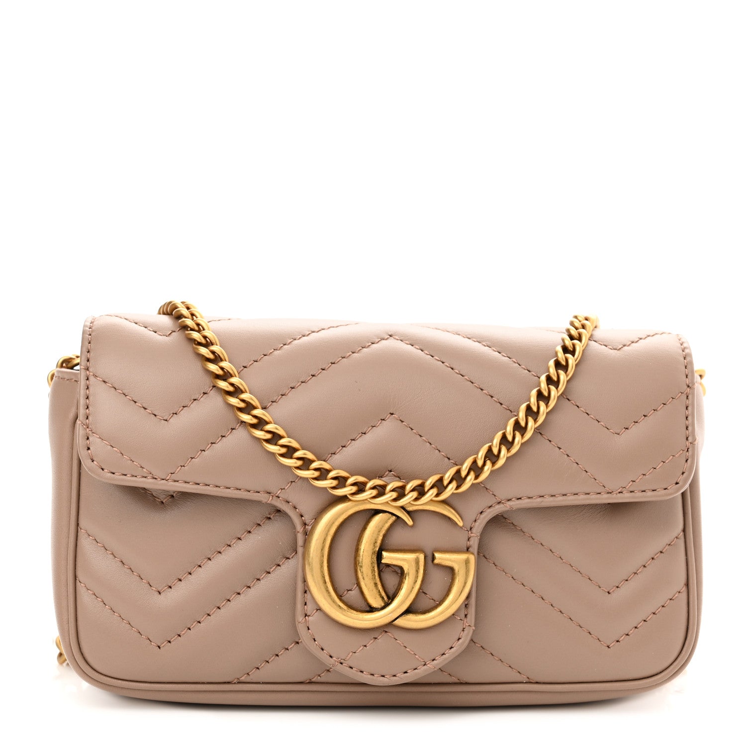 Gucci Calfskin Matelasse Super Mini GG Marmont Shoulder Bag Porcelain Rose 1 of 10