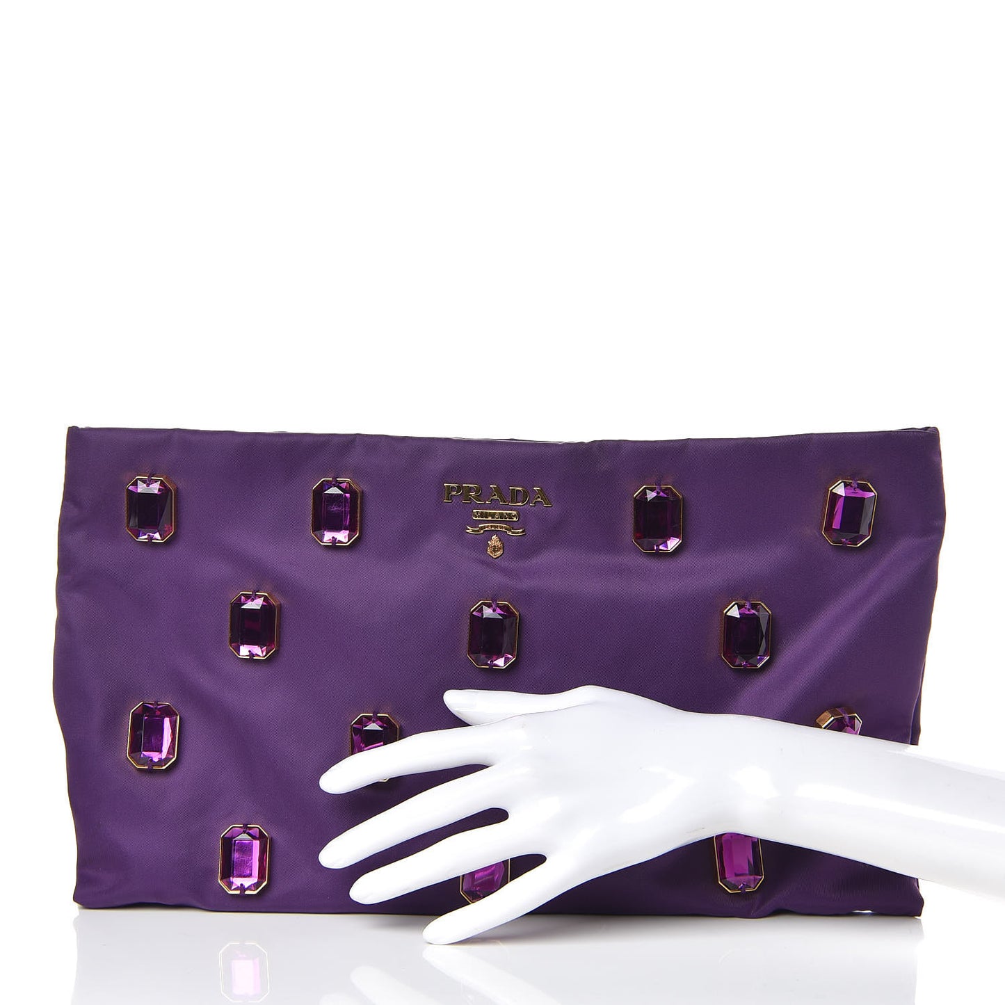 Tessuto Nylon Pietre Jeweled Clutch Anemone