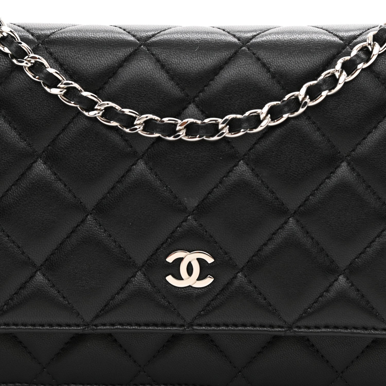 Chanel Lambskin Quilted Wallet On Chain WOC Black 17 of 23