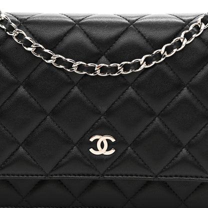 Chanel Lambskin Quilted Wallet On Chain WOC Black 17 of 23