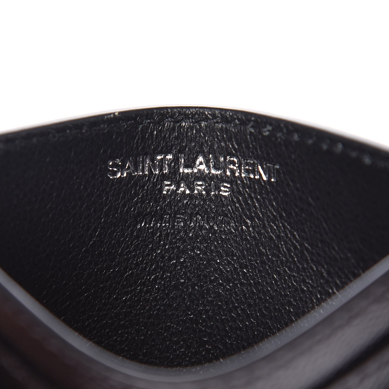 Saint Laurent Grain De Poudre Matelasse Chevron Monogram Credit Card Case Black 6 of 8